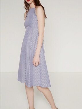 Zara Blue Striped A-Line Dress